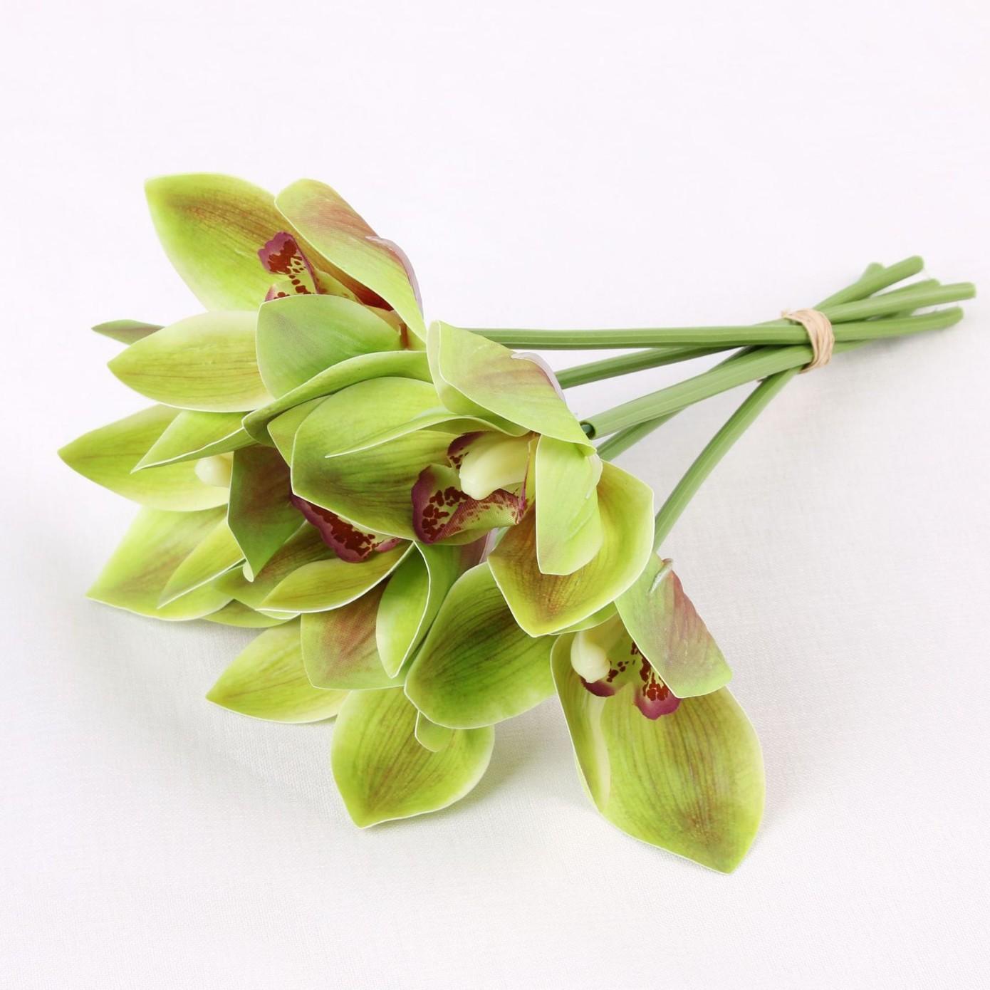 

Artificial flower fake flower 3d printing Cymbidium bouquet hotel window decoration potted plant wedding background decoration зелений