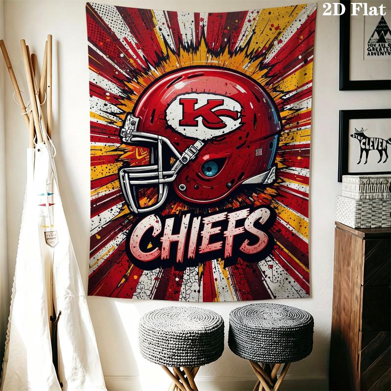 Kansas City Chiefs Wall Tapestry Aesthetic Wall Hanging Printed Fabric Blanket Decorative Tapestries for Bedroom Living Room Home Decor