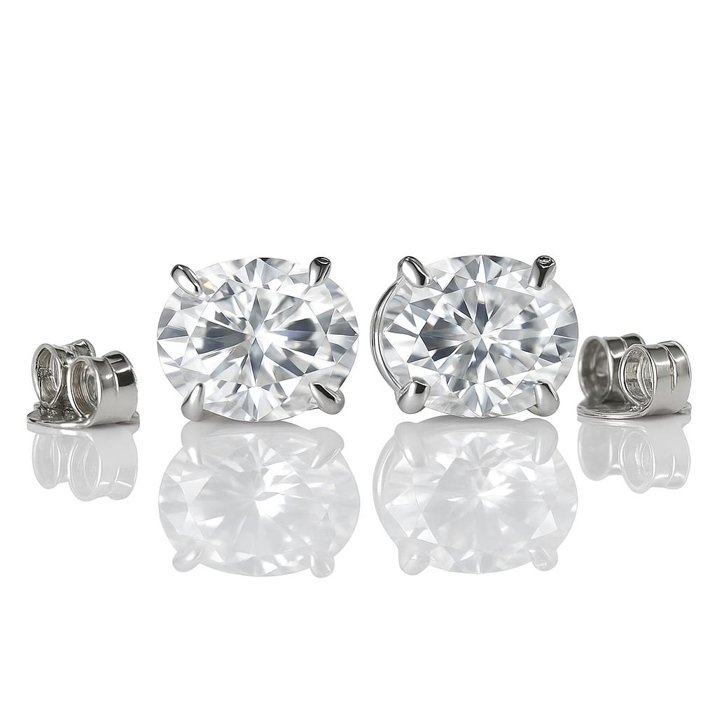 12.8 Ct Synthetic White Moissanite Oval Cut CERTIFIED Earrings Pair For Her