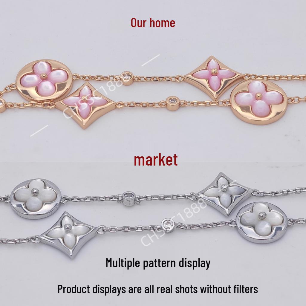 Luxusní sada náhrdelníku a náramku LV Clover & Flower z perleti