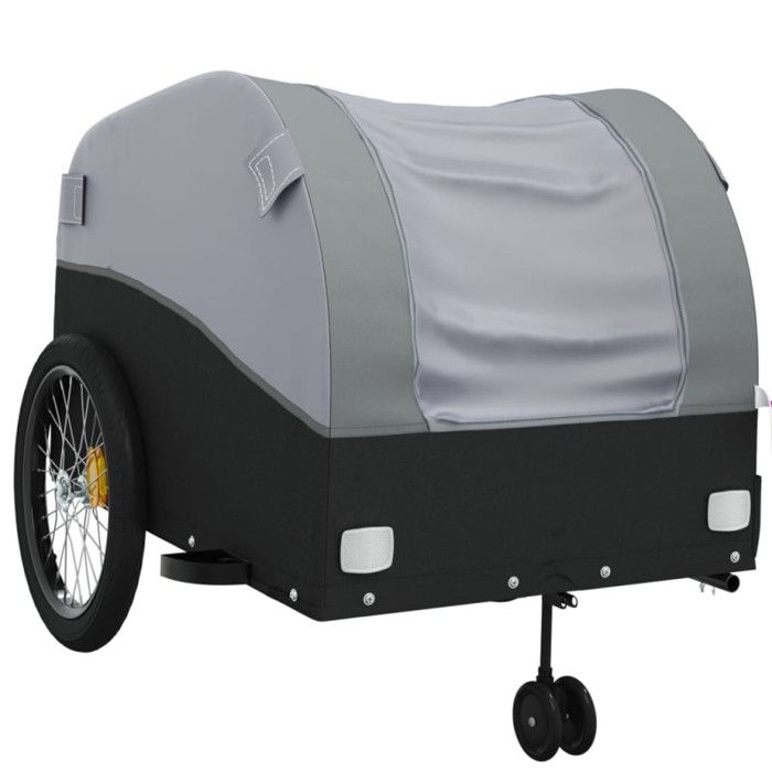 VidaXL Remorque de Vélo, Chariot de Transport avec Barre d'Attelage, Remorque de Bicyclette avec Drapeau pour Bagage, Noir 94154