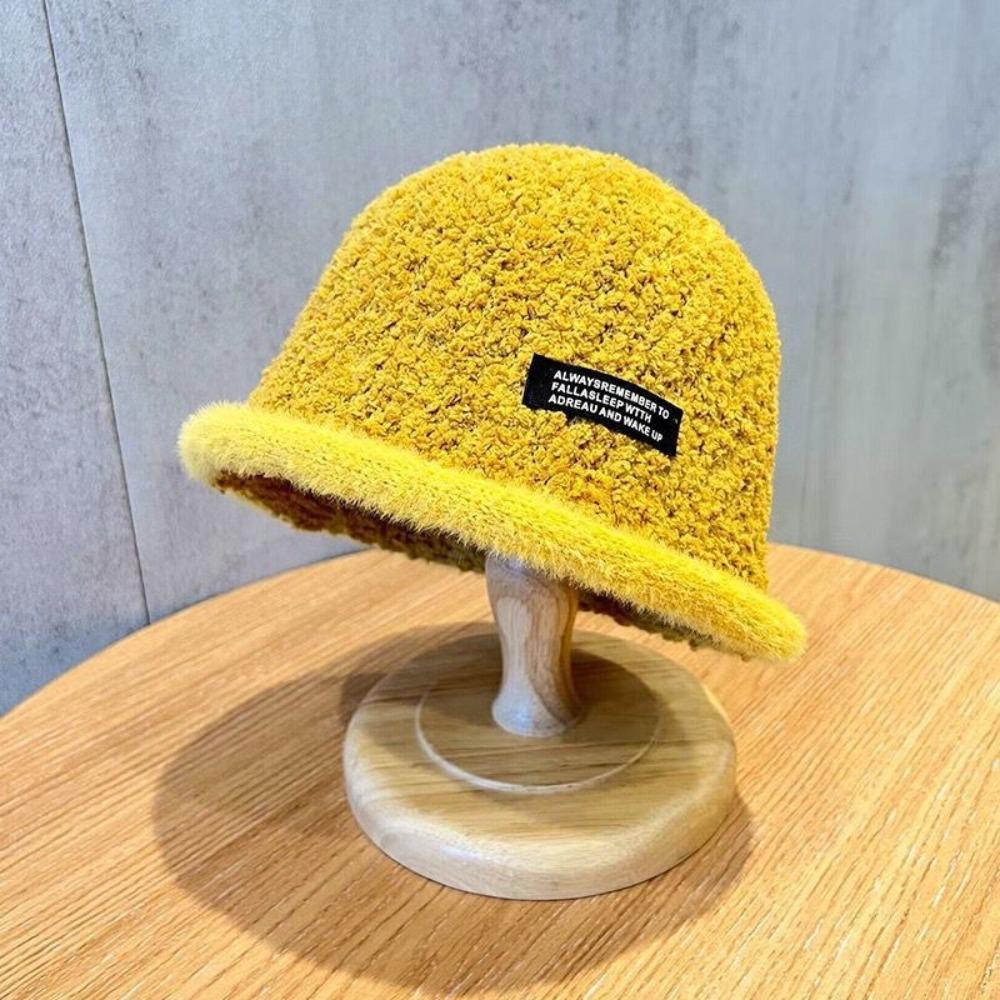 

Soft Bucket Hats Thicken Pullover Hat Cute Bonnet Autumn Winter жёлтый