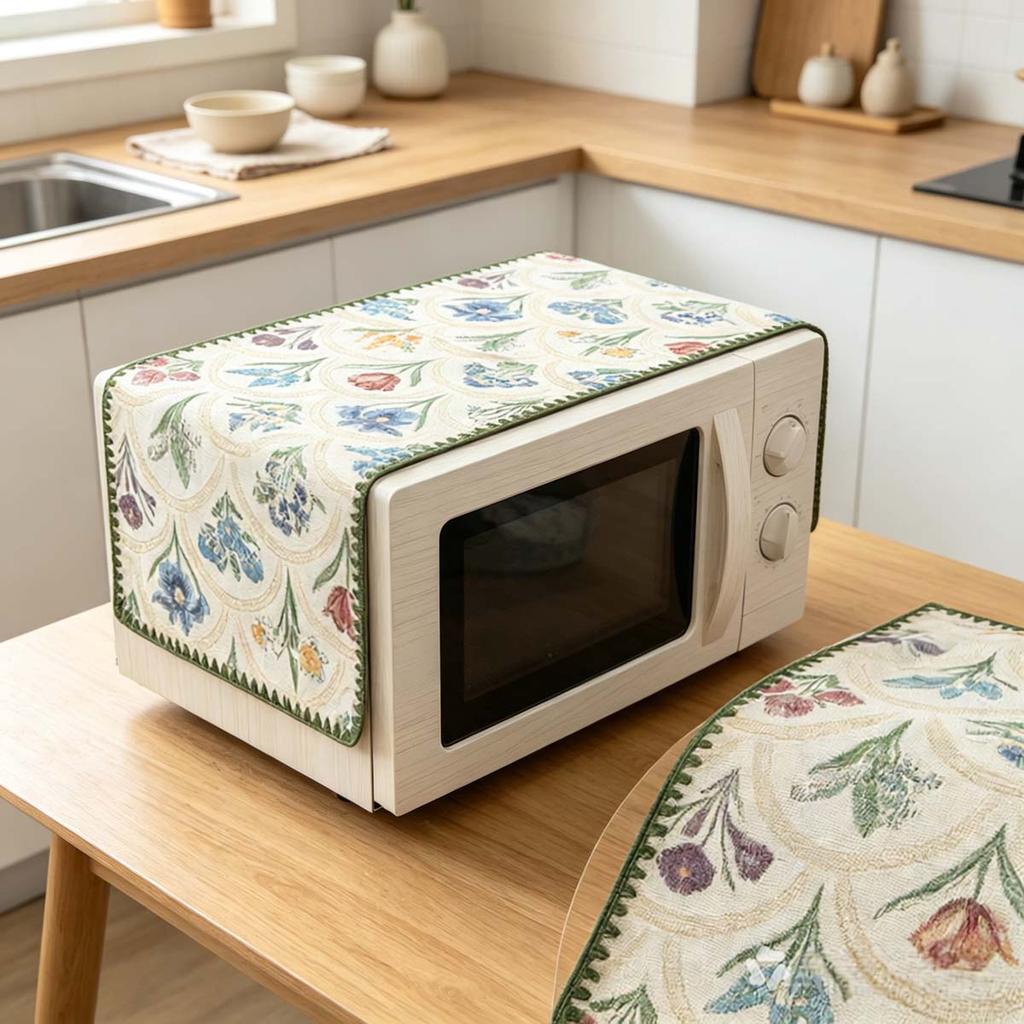 30x90cm Simple Cotton Linen Microwave Dust Cover Anti Dust Oven Cloth Cover