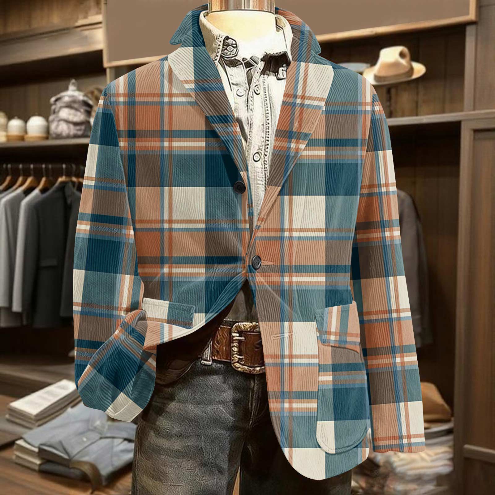 

Мужской вельветовый теплый пиджак-кардиган с принтом и карманами, мужской повседневный костюм M хаки