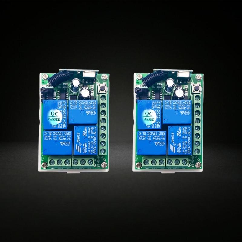 12V 24V 4CH Relaying Wireless Remote Control Lighting Switches Transmitter Receiver 433mhz Electric Door Lock Motor