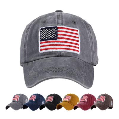 Neue USA-Flagge Stickerei Baseballkappe Gewaschen Used Baumwolle Dad Hats Mode Damen Hip Hop Kappen Sommer Outdoor Sonnenschutzmütze