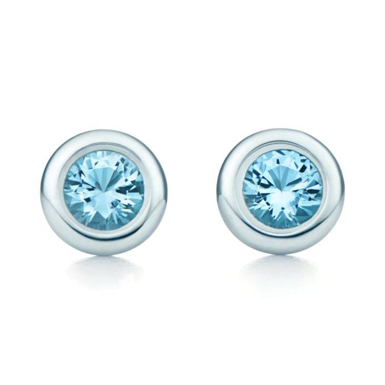 

Tiffany & Co. Solid Color Decorative Silver Aquamarine Stud Earrings Unisex earrings 60017606 F,Silver