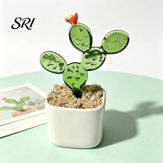 Small Desktop Ornament Mini Glass Planter Ornaments Exquisite Craftsmanship Bright Colorful Handmade Office Desk Decoration Texture for Bedroom Living