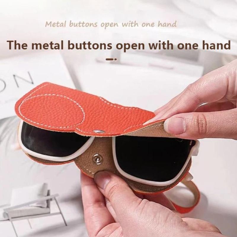Pu Sonnenbrillentasche, Tragbares Brillenetui, Schutzhülle für Sonnenbrillen, Niedlicher Brillenclip, Minimalistische Damen-Brillentasche