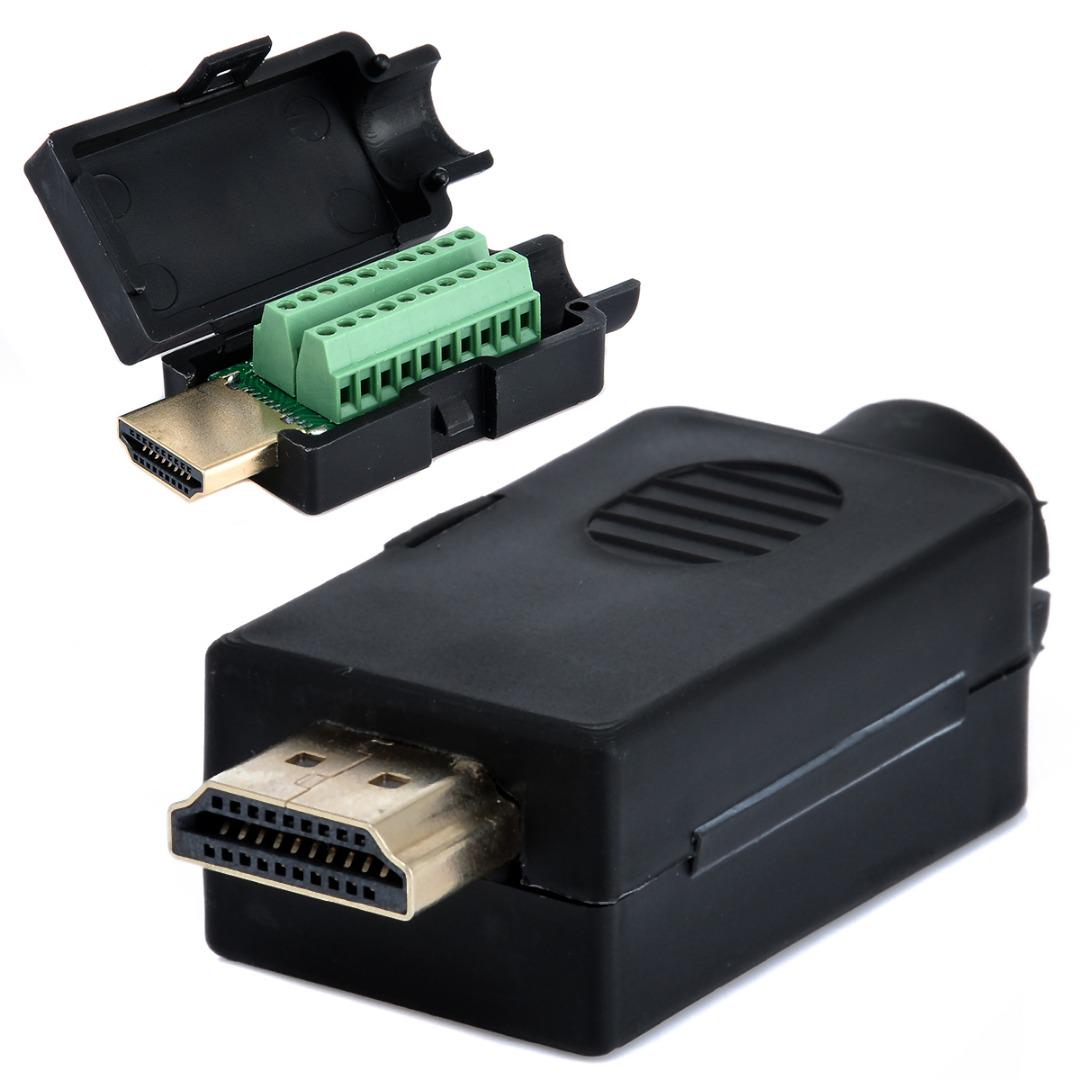 

Peigu новый беспаечный разъем HDMI 19P с черной крышкой, штекер
