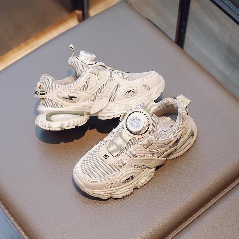 

Кроссовки для девочек весна и осень 2025 новая вращающаяся пряжка детские студенческие спортивные кроссовки для детей постарше кроссовки для бега из сетки для мальчиков 38