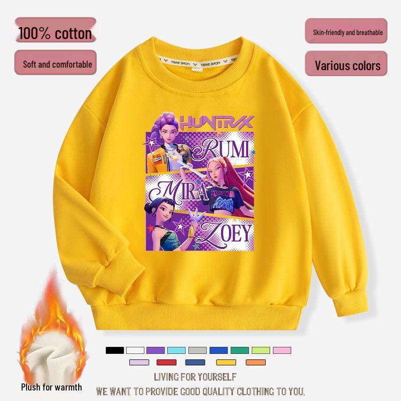 K-pop Monster Hunter Witch Girls' Hoodie - Stylish Autumn/Spring Round Neck Casual Top for Children