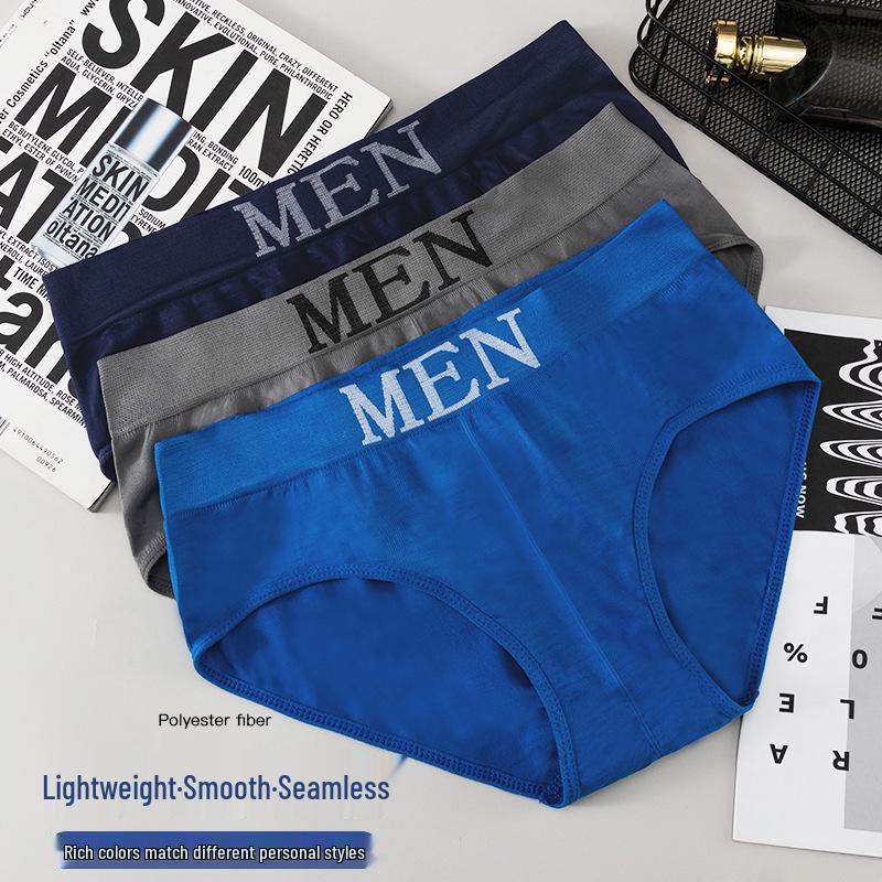 Men's Plus Size Mid-Waist Seamless Breathable Sport Briefs