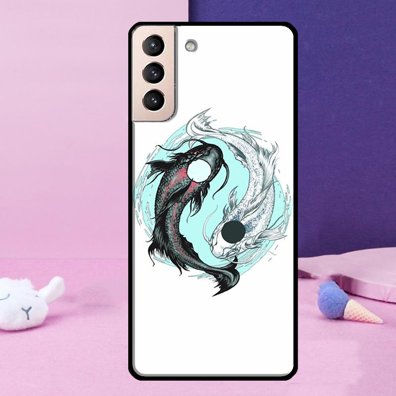 Koi Fish Yin Yang Art Phone Case For Samsung Galaxy S24 Ultra S25 Ultra S9 S10 S20 S21 S22 Plus S23 S24 FE Cover
