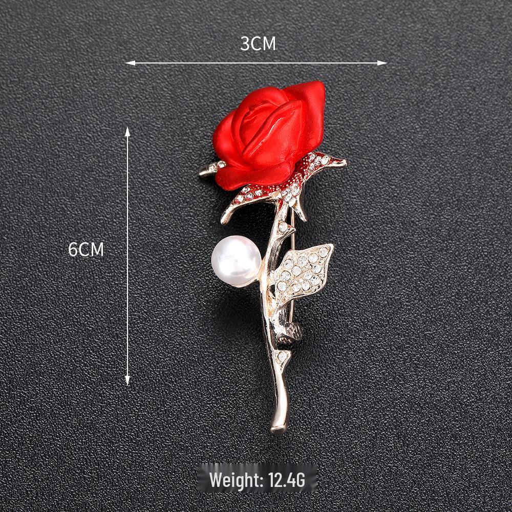 Exquisite Women's Red Flower Brooch – Niche Design, High-End Suit Accessory