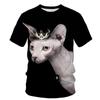 3D Print Sphynx Cat Graphic Tshirt For Men Woman Clothing Funny Pets Pattern Tee Summer Oversize O-neck Short Sleeve Kid T Shirt