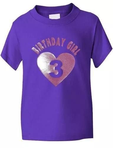 

Birthday Girl Age 3 Three Girls Kids T-Shirt In Glitter Birthday Gift Age 1-13 M