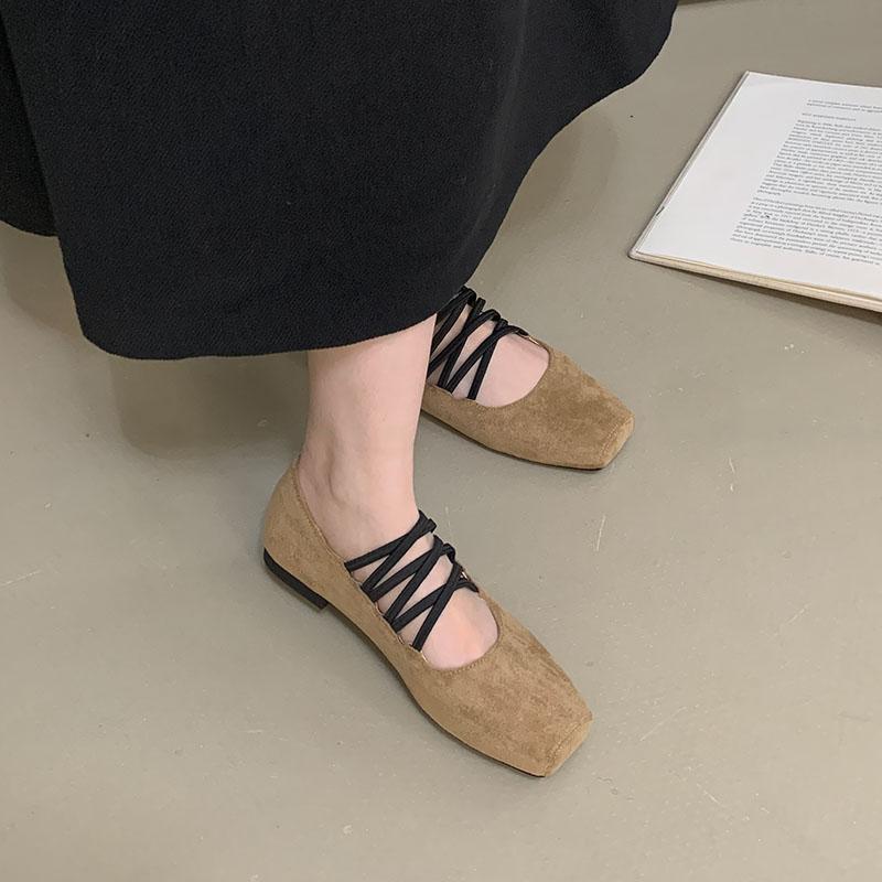 Fashion New Fashion Elastic Band Women Flats Slip On Shoes Casual Female Square Toe Footwear Shallow Ladies Ballet Flats Shoes lady