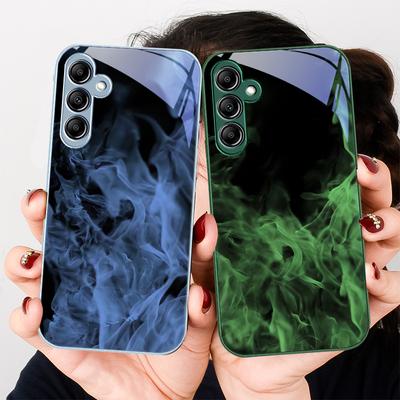 Blaues Rauchmuster Für Samsung A 20 30 22 23 24 25 26 31 32 33 34 35 42 50 51 52 53 54 55 56 70 71 72 73 5G Glas-Handyhülle
