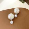 Versatile 925 Silver Pearl Bow Stud Earrings with Double-Sided Tassels