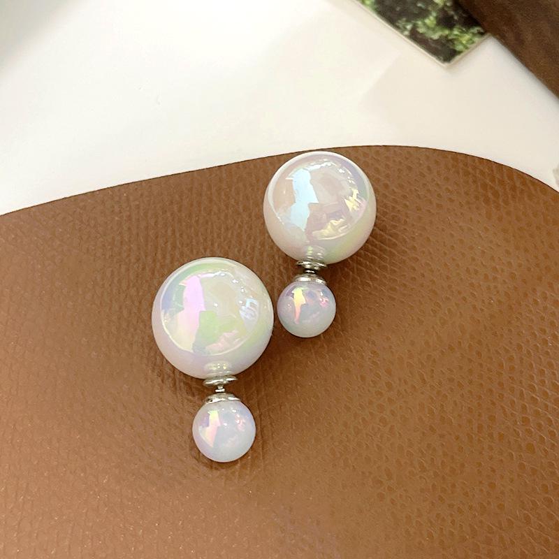 Versatile 925 Silver Pearl Bow Stud Earrings with Double-Sided Tassels