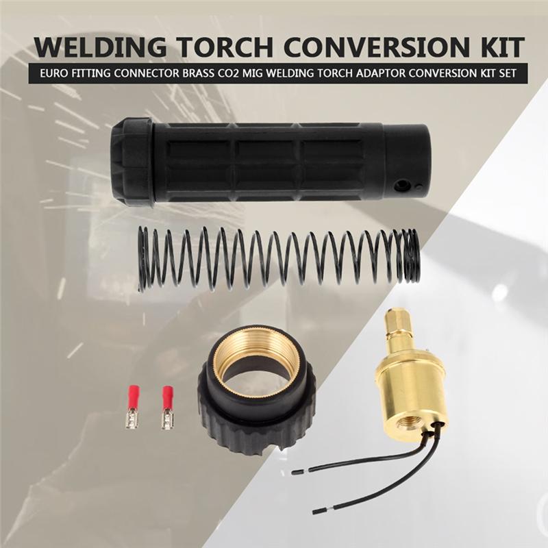AT19-Euro Fitting Connector Kit Brass CO 2 Mig Welding Torch Adaptor Conversion Kit Set Euro