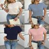 Women Short Sleeve T Shirt With Lace Patchwork Polyester Casual Top For Spring