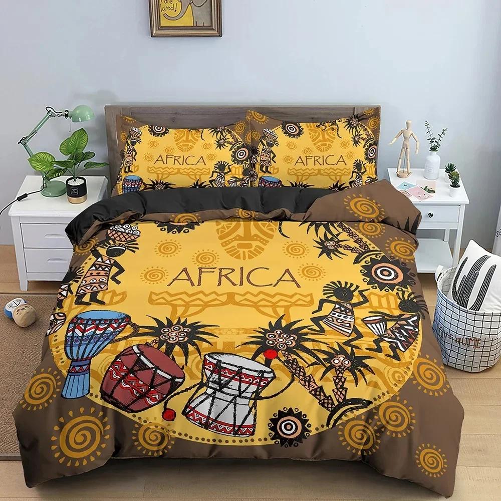 Ancient Egypt Vintage Pharaoh Pyramid Bedding Set Single Twin Double Queen King Cal King Size Bed Linen Set