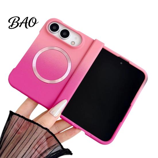 Scratch Resistant Lens Guard Case Magnetic for iPhone, Gradient Skin-like Protective Cover with Built-in Ring Phone Foldable Phones And Hinge
