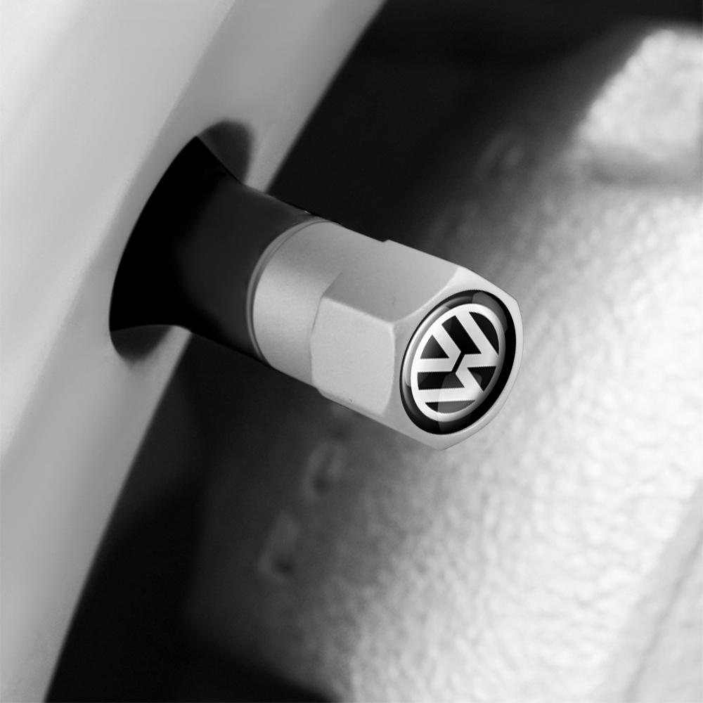 W23Aluminum Tire Valve Caps Dustproof Car Tyre Wheel Stem Air Valve Cover For R Volkswagen VW Tiguan Touran CC T-ROC Golf Polo GTI