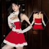 Sexy Lingerie Christmas Outfit Cute Plush Strap Strapless Hollow Out Sexy and Passionate Slim Fitting Women's Uniform Set