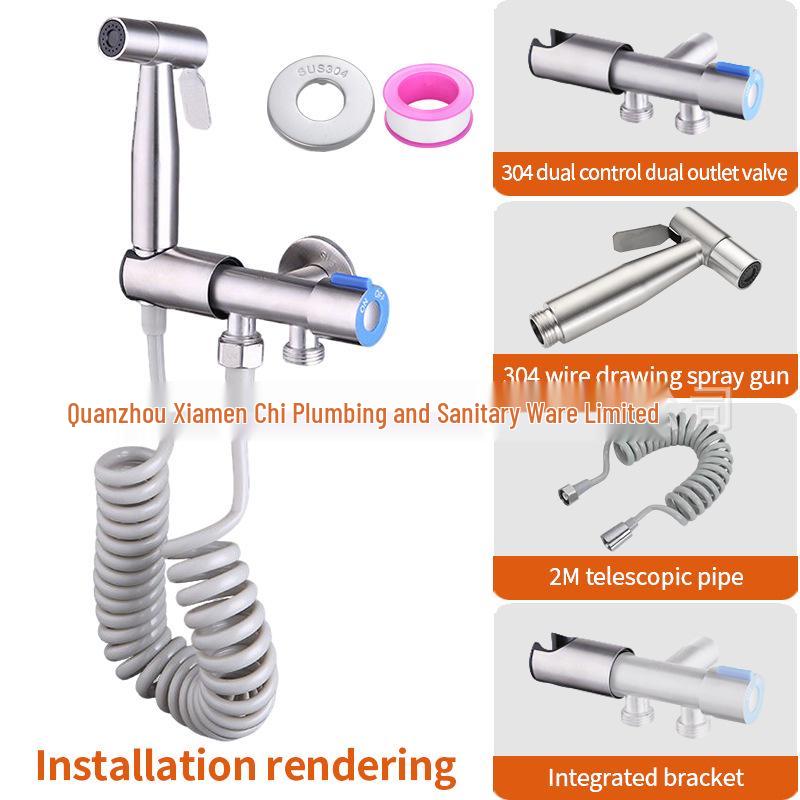 304 Stainless Steel High-Pressure Bidet Spray Gun for Toilets