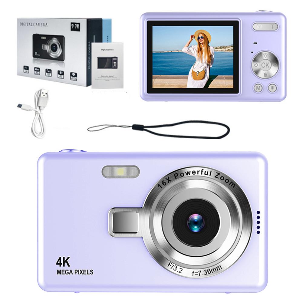 

4K HD 1080P Цифрова камера з анти-тремтінням і автофокусуванням Камера для відеоблогерів 96MP Портативна відеокамера для відеоблогерів 16-кратне збільшення для дітей, дорослих, початківців фіолетовий