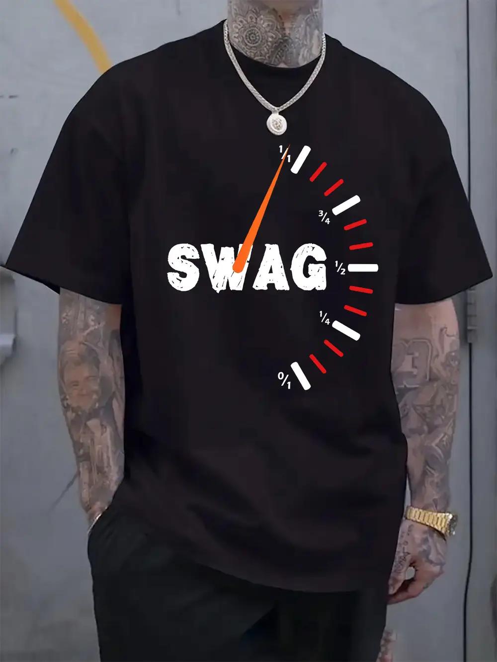 

Светло-серая повседневная футболка с графическим принтом SWAG на приборной панели - Короткий рукав XXXL