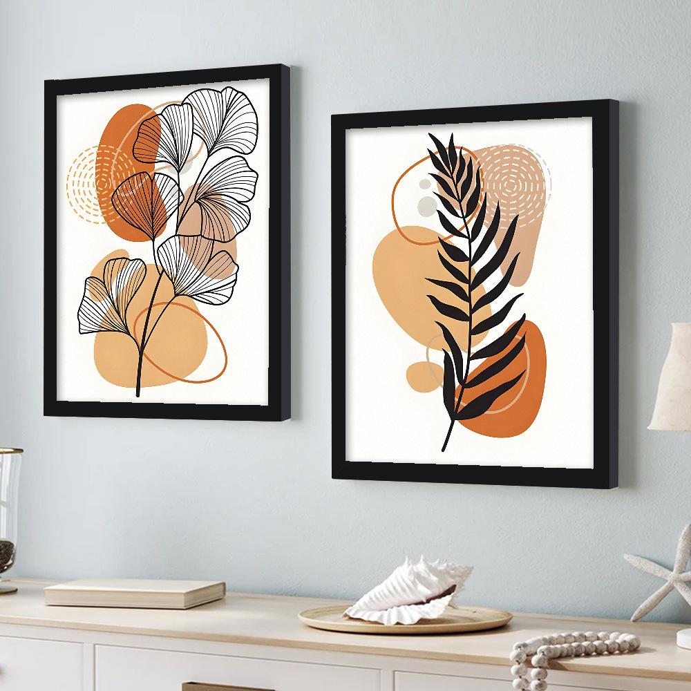 2pcs/set Geometric Art Oil Painting Canvas with Wood Frame Draw Wall Decor Home Living Room Decorations 30x40cm