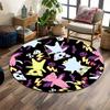 Halloween Cats Pattern On Black Background Print Round Rug, Living Room, Bedroom, Playroom Carpet, Non Slip Floor Mat, Gift
