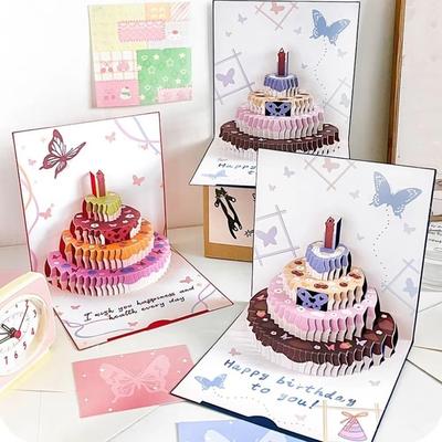 Butterfly Design Folding Pop Up Card DIY Creative Gift Card New 3D Birthday Card  Birthday Gift