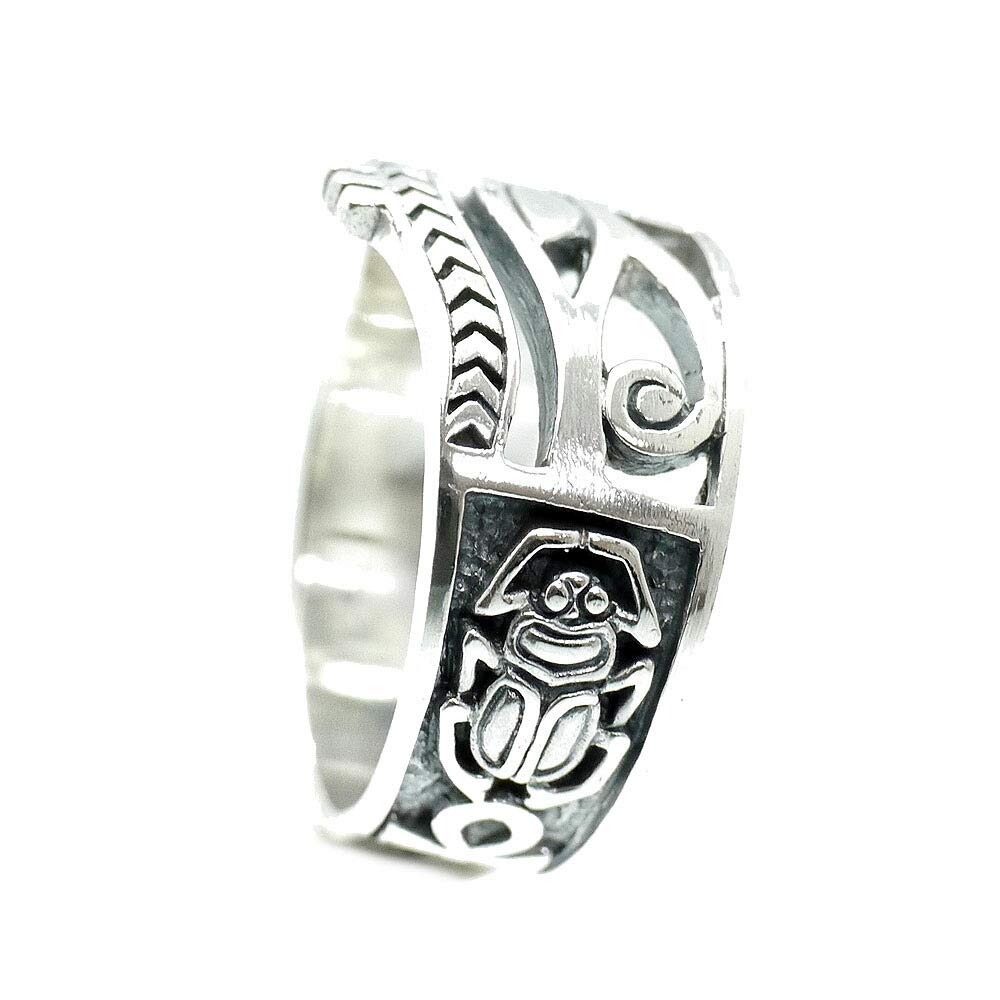 [Silver One] Sterling Silver 925 Eye of Horus Ring for Men, Size 7 (Size 17)