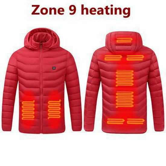 USB-Rechargeable Heated Winter Jacket - Men's 2/4/9-Piece Smart Heating Cotton Coat