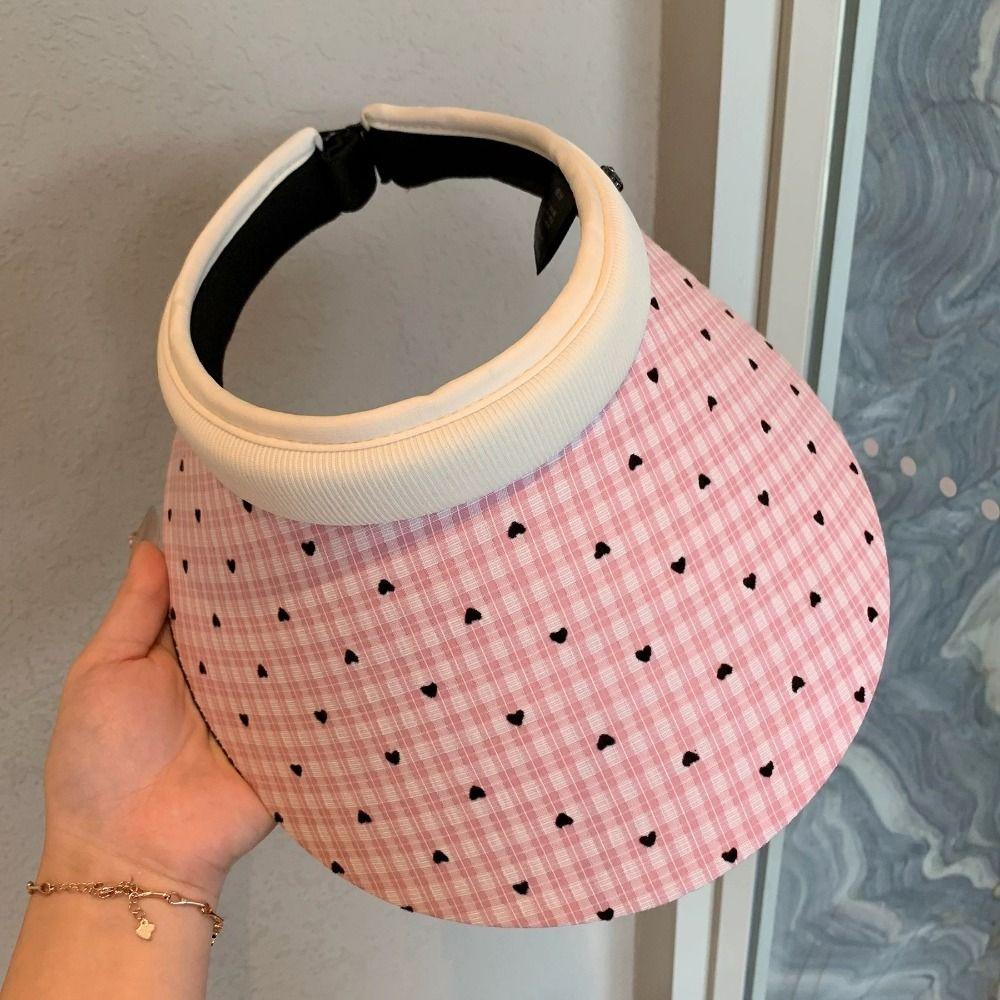 Anti-UV Woman Sun Hat Colorful Dot Visor Cap Simple Empty Top Cap  Outdoor