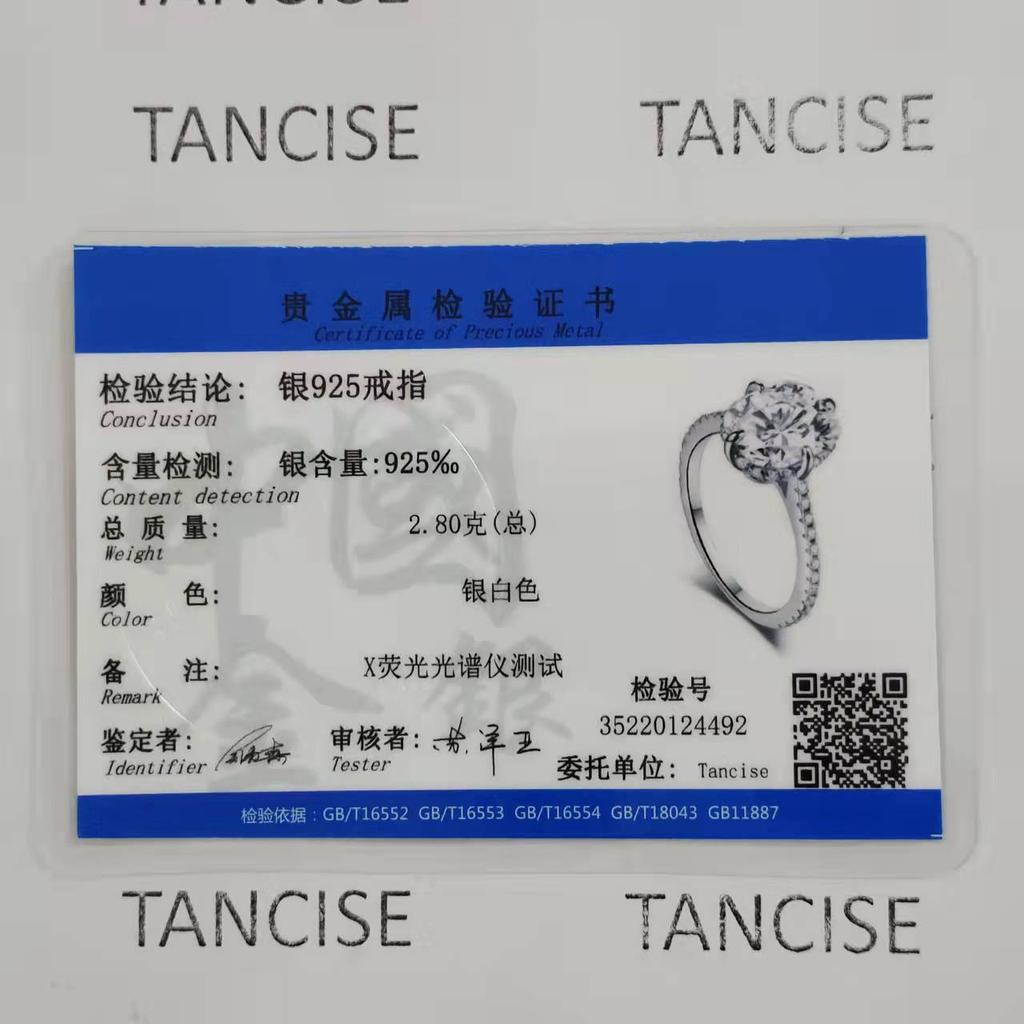 Tancise Women Classic 925 Sterling Silver  Zircon Ring Ladies Jewelry Wedding Promise Party Gift