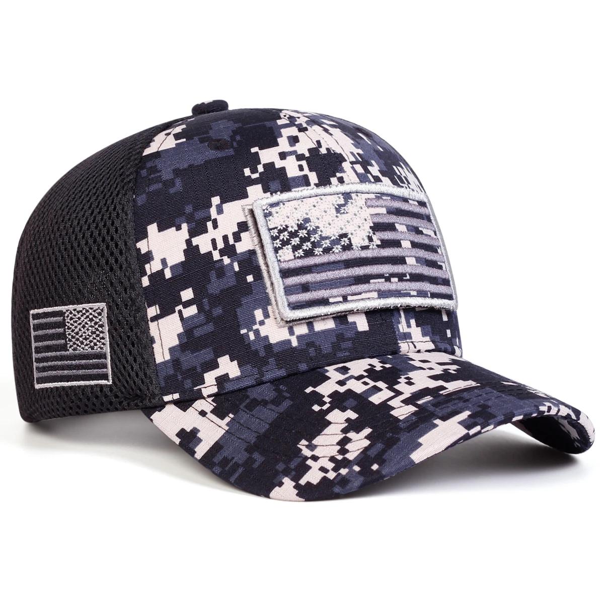 Women American Flag Embroidery Camouflage Baseball Net Caps Spring Summer Outdoor Use Adjustable Casual Hats Sunscreen Hat Cap For Men And