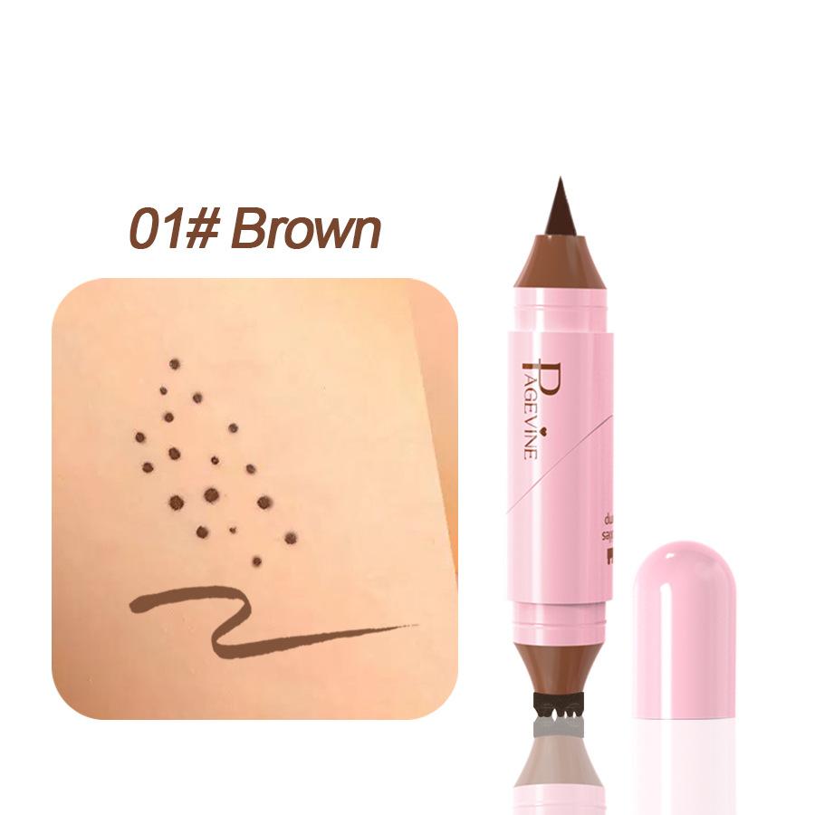 PAGE VINE Rotating Eyeliner Freckle Stamp Pen Quick Dry Dual End 01#Brown