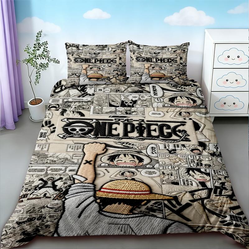 One Piece 3Pcs Duvet Cover Luffy Cartoon Bedding Set Quilt Cover Soft And Comfortable For Bedroom Decor Queen King