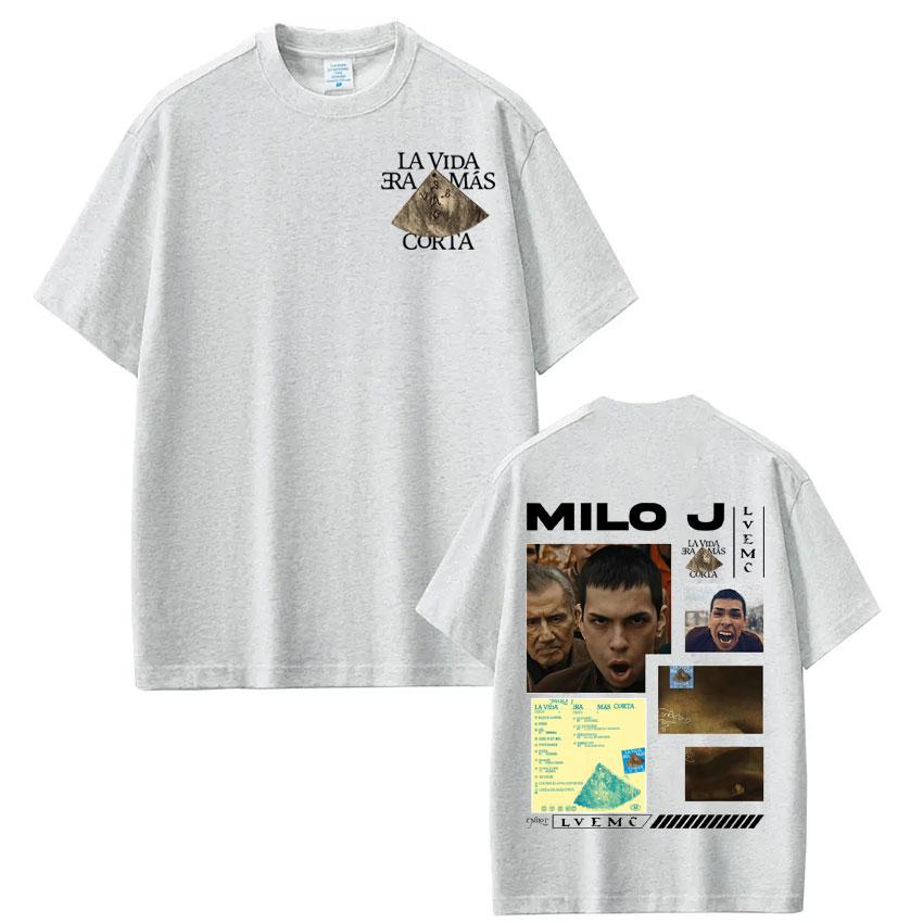 Rapper Milo J La Vida Era Mas Corta Album Tees Men Women Hip Hop Tshirt Cotton Casual High Quality Fashion ONeck Tshirt Tops