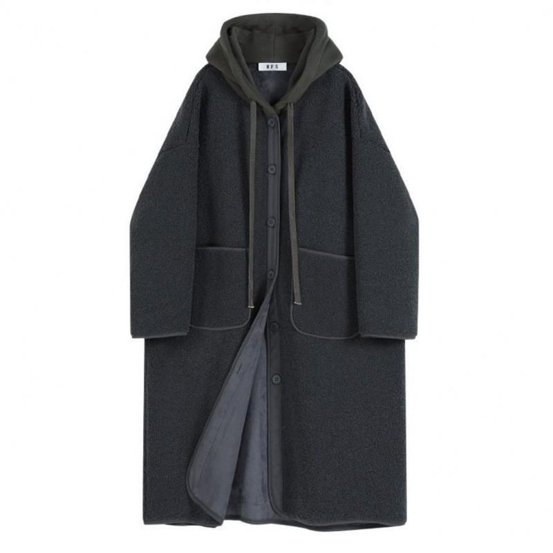 Womens Oversized Fleece-Lined Hooded Coat Winter
