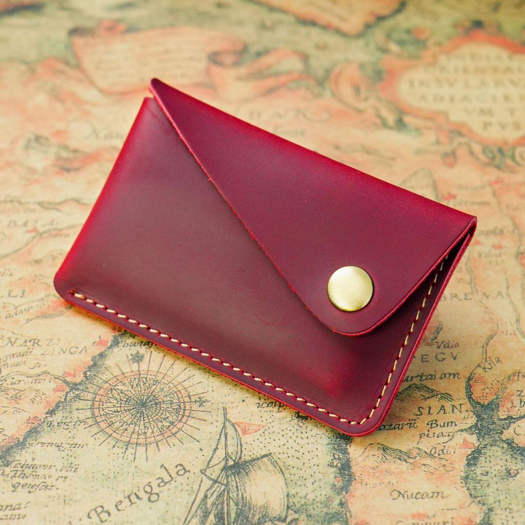 Cross-Border Crazy Horse Leather Card and Coin Holder with Snap Button