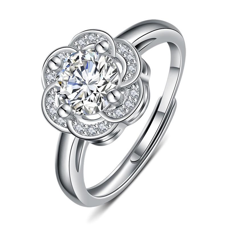 

Ring Crystalstudded Lotus Design Adjustable Size Hand Accessory Women For