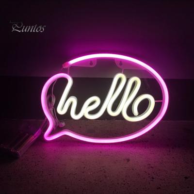 HELLO Neon Sign Creative Shape USB/Battery Operated Non-glaring LED Neon Lamp Wall Ornament Party Supplies