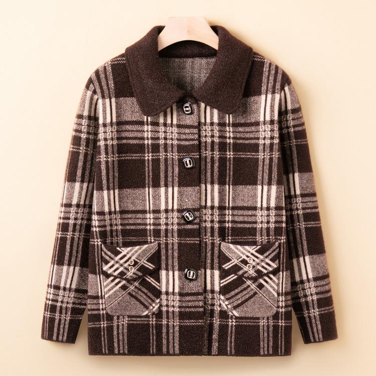 Middle-aged and Elderly Sweaters for Women and Grandmas Sweaters for New Thick Spring and Autumn Knitted Sweaters for Elderly Clothes Coats